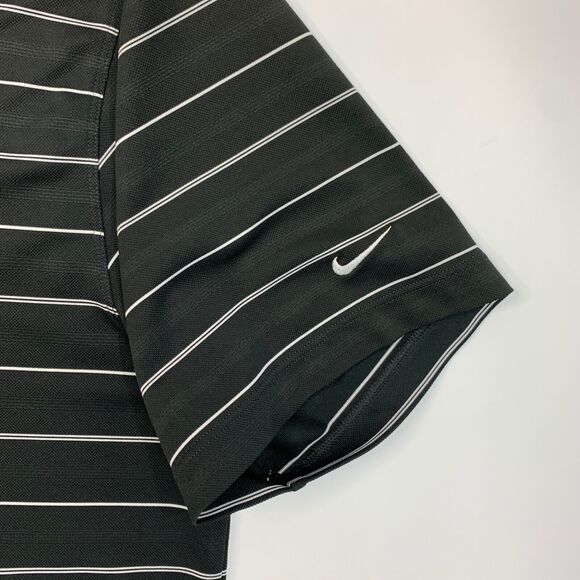 Nike Golf Shirt Mens XL Extra Large Black Striped Quick Dry Performance Dri Fit - Picture 5 of 13